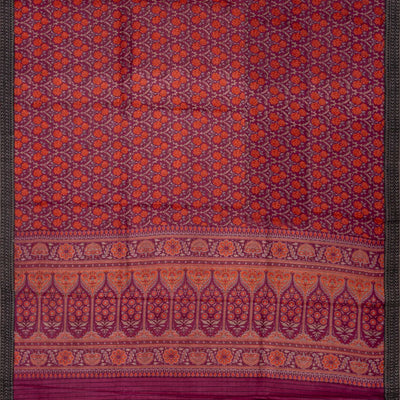 Pink Handloom Tussar Silk Saree With Pashmina Floral Jaal Motifs-Pink