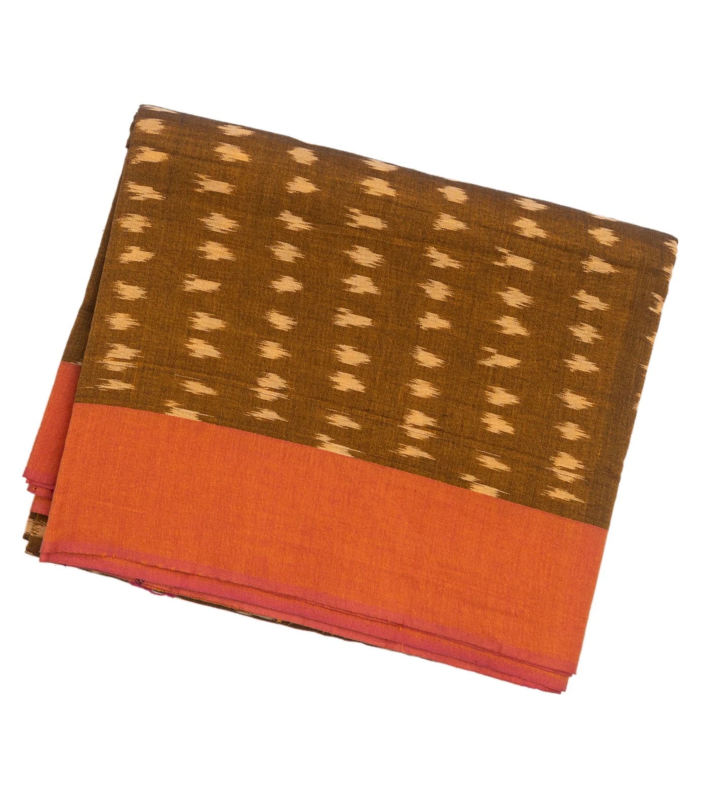 Olive Green Handloom Orissa Cotton Saree With Tie & Dye Motifs