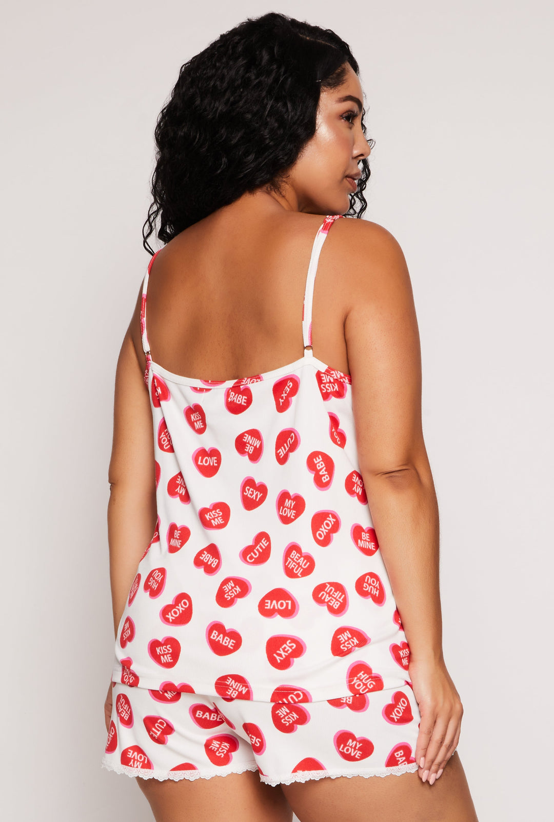 Plus Size Heart Graphic Print Pajama Cami and Shorts