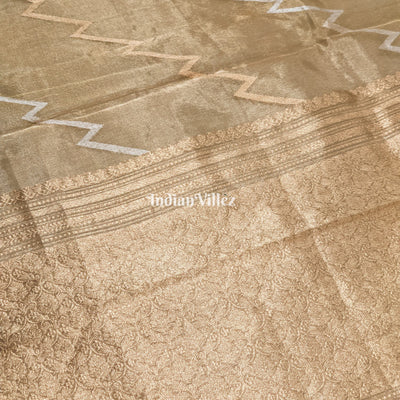 Golden Dual Tone Zari Woven Banarasi Tissue Saree