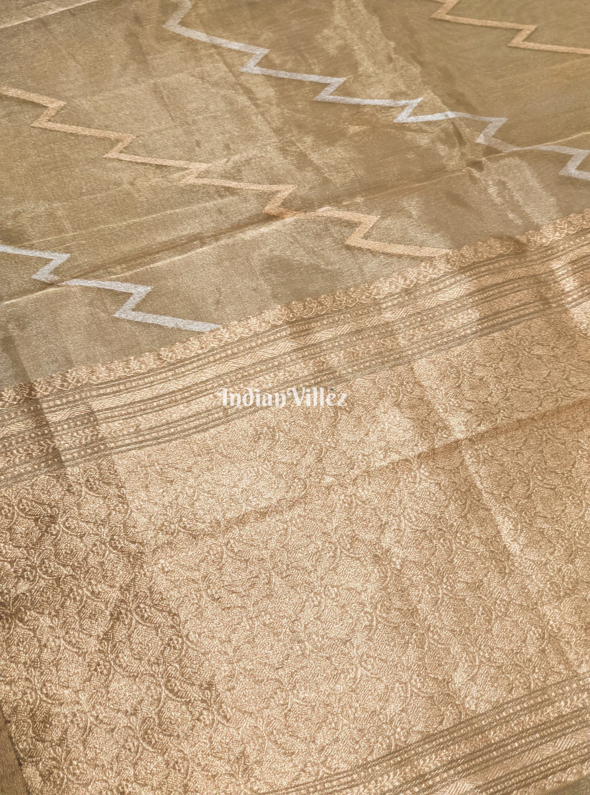 Golden Dual Tone Zari Woven Banarasi Tissue Saree
