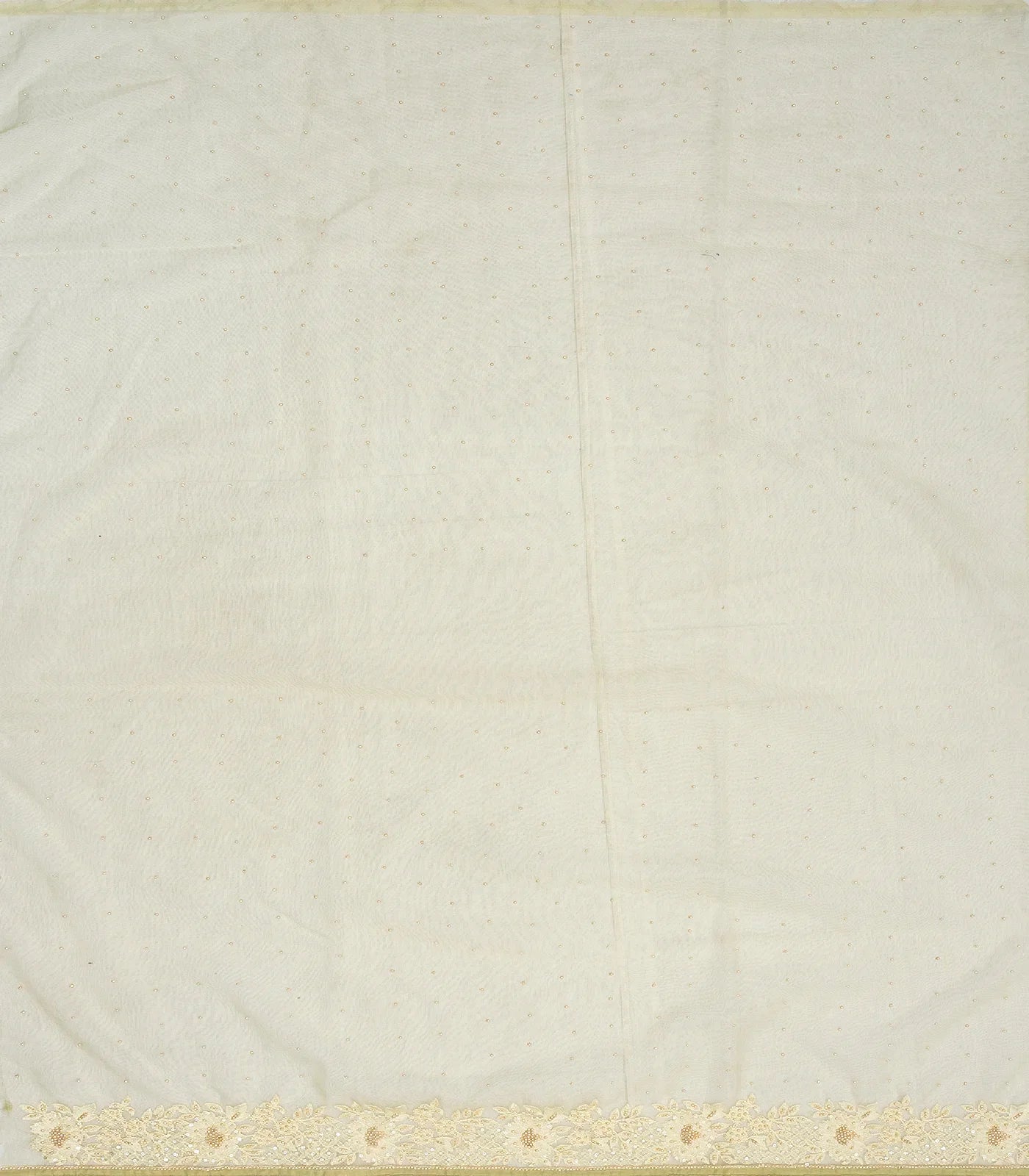 Cream Woven Viscose Saree With Floral Embroidery