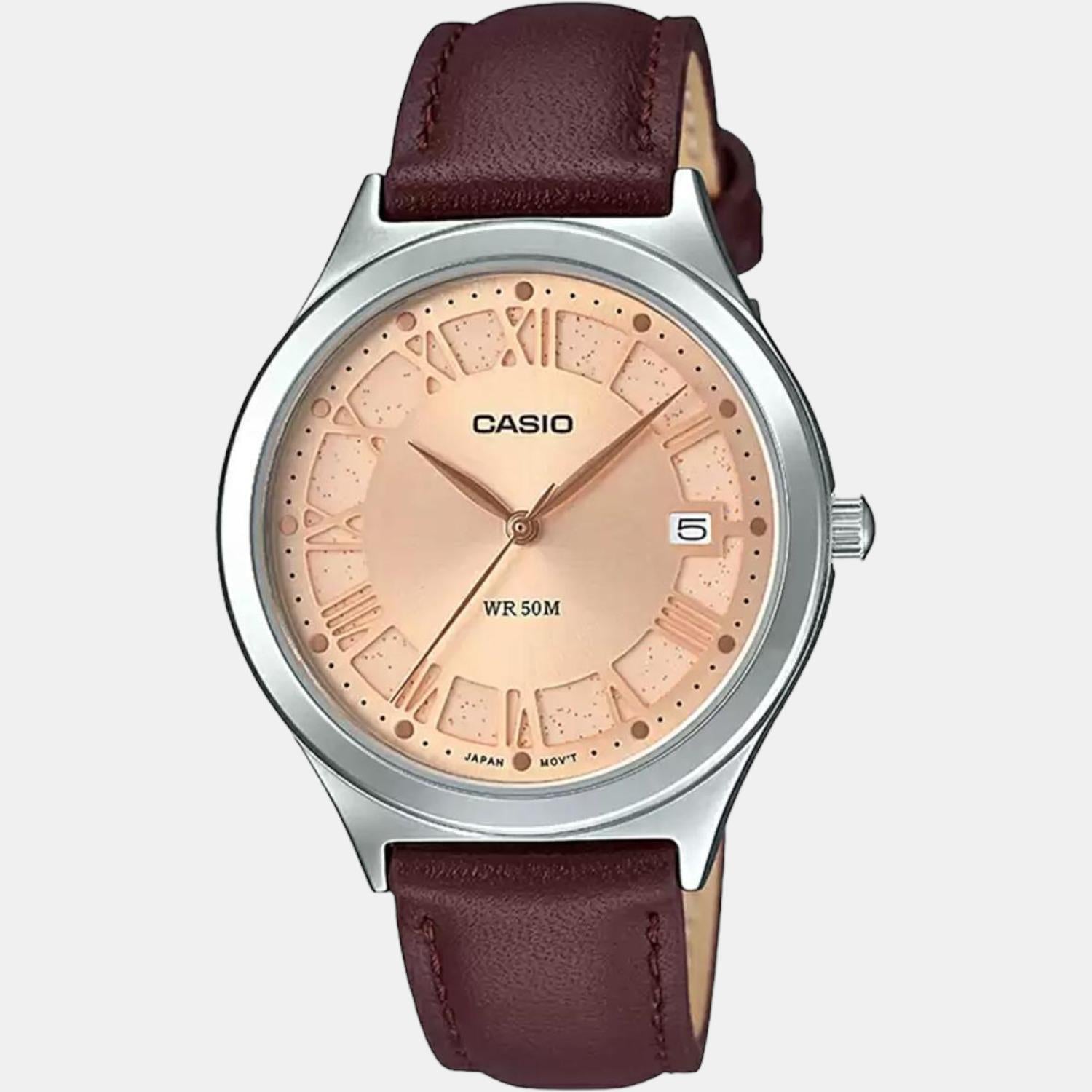 Enticer Women Quartz Rose Gold Dial Analog Leather Watch A1593