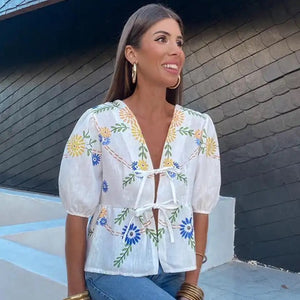 Lira Floral Vest Knot Summer Tops