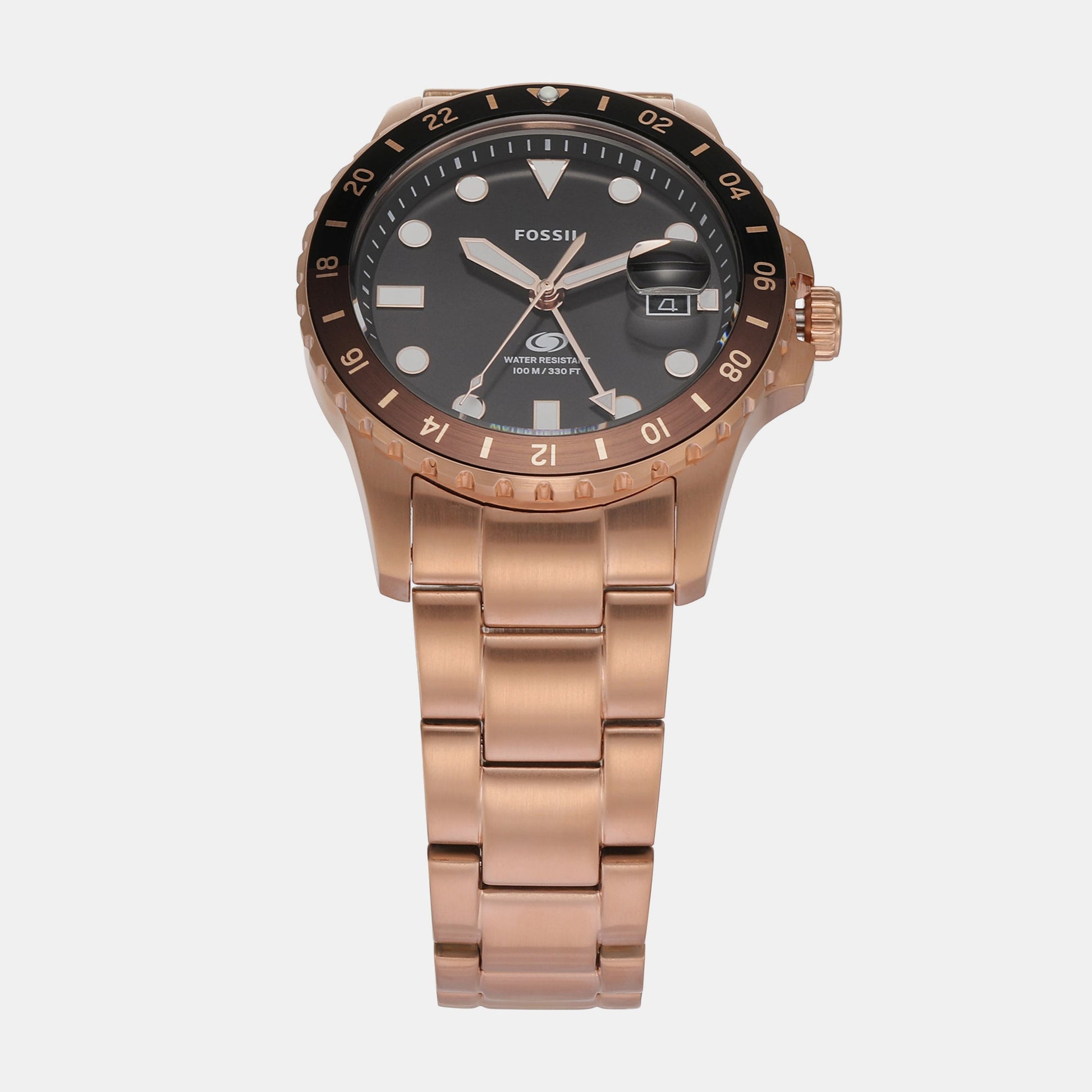 Fossil Blue Gmt Men GMT Black Dial Analog Stainless Steel Watch FS6027