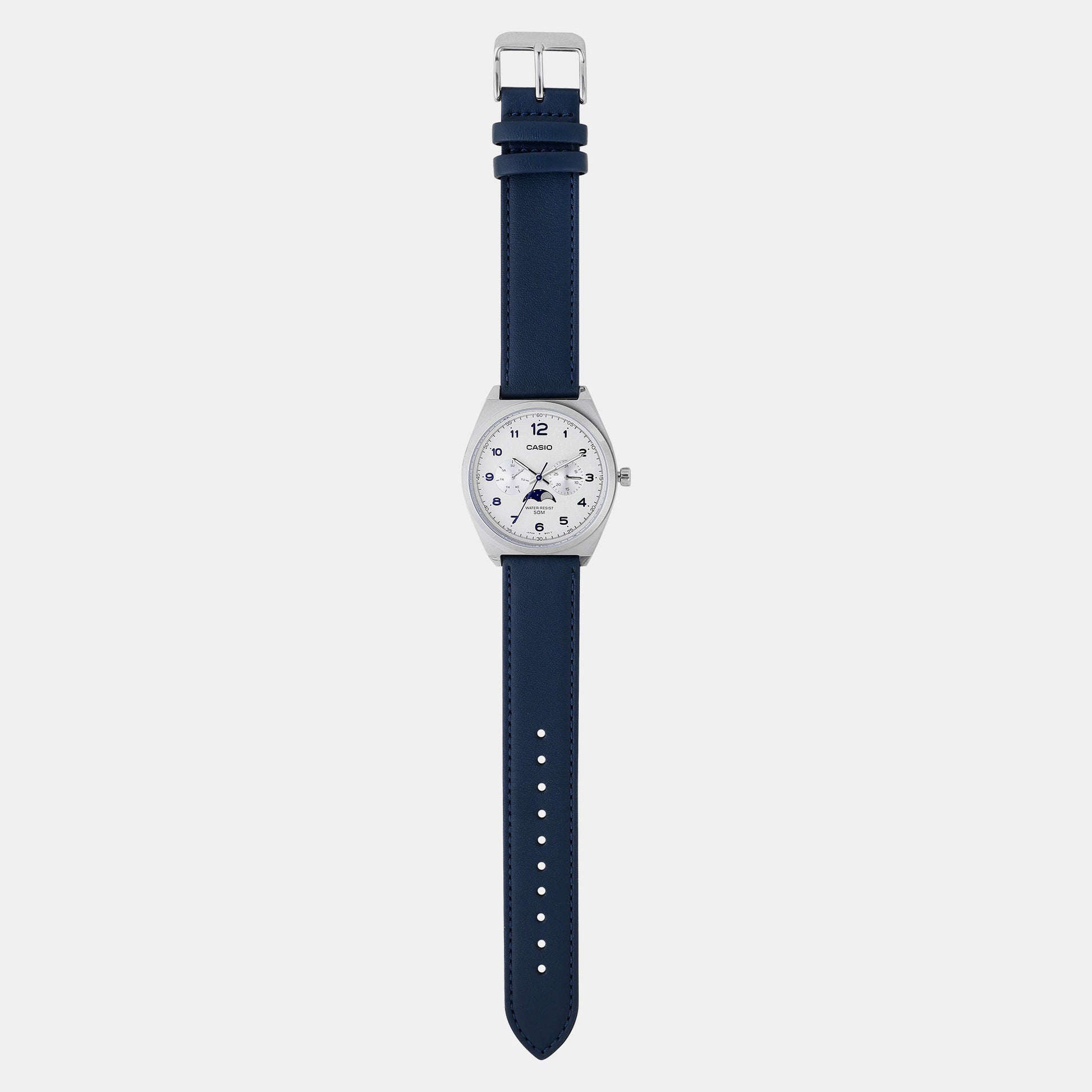 Enticer Men Quartz White Dial Chronograph Leather Watch A2178