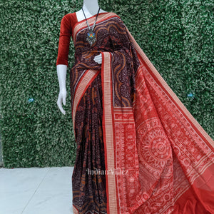 Deer Theme Pure Sambalpuri Ikat Silk Saree