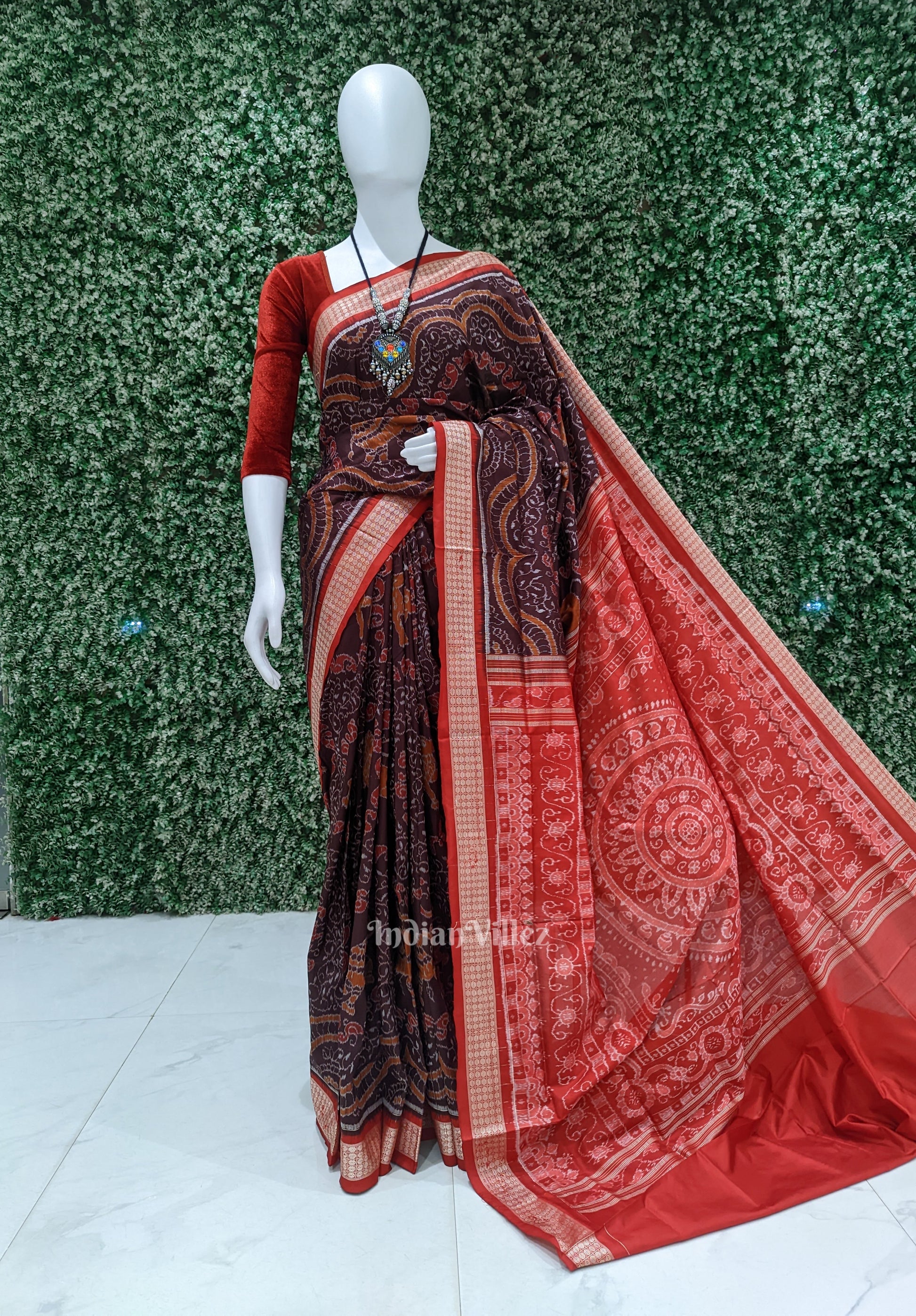 Deer Theme Pure Sambalpuri Ikat Silk Saree