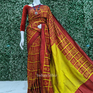 Deep Red Nabakothi Contemporary Silk Saree
