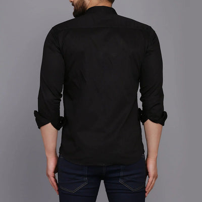 New Cotton Blend Solid Shirts (Black)