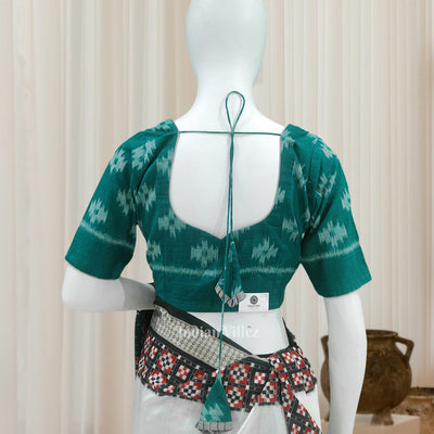 Green Odisha Ikat Sambalpuri Cotton Blouse