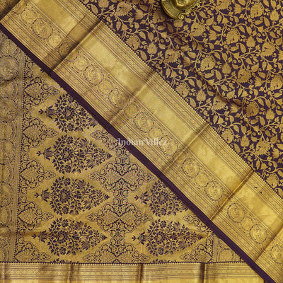 Exclusive Purple Golden Pure Kanjivaram Silk Saree