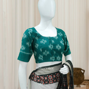 Green Odisha Ikat Sambalpuri Cotton Blouse