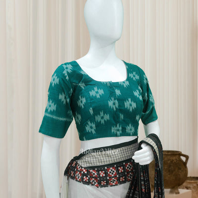 Green Odisha Ikat Sambalpuri Cotton Blouse