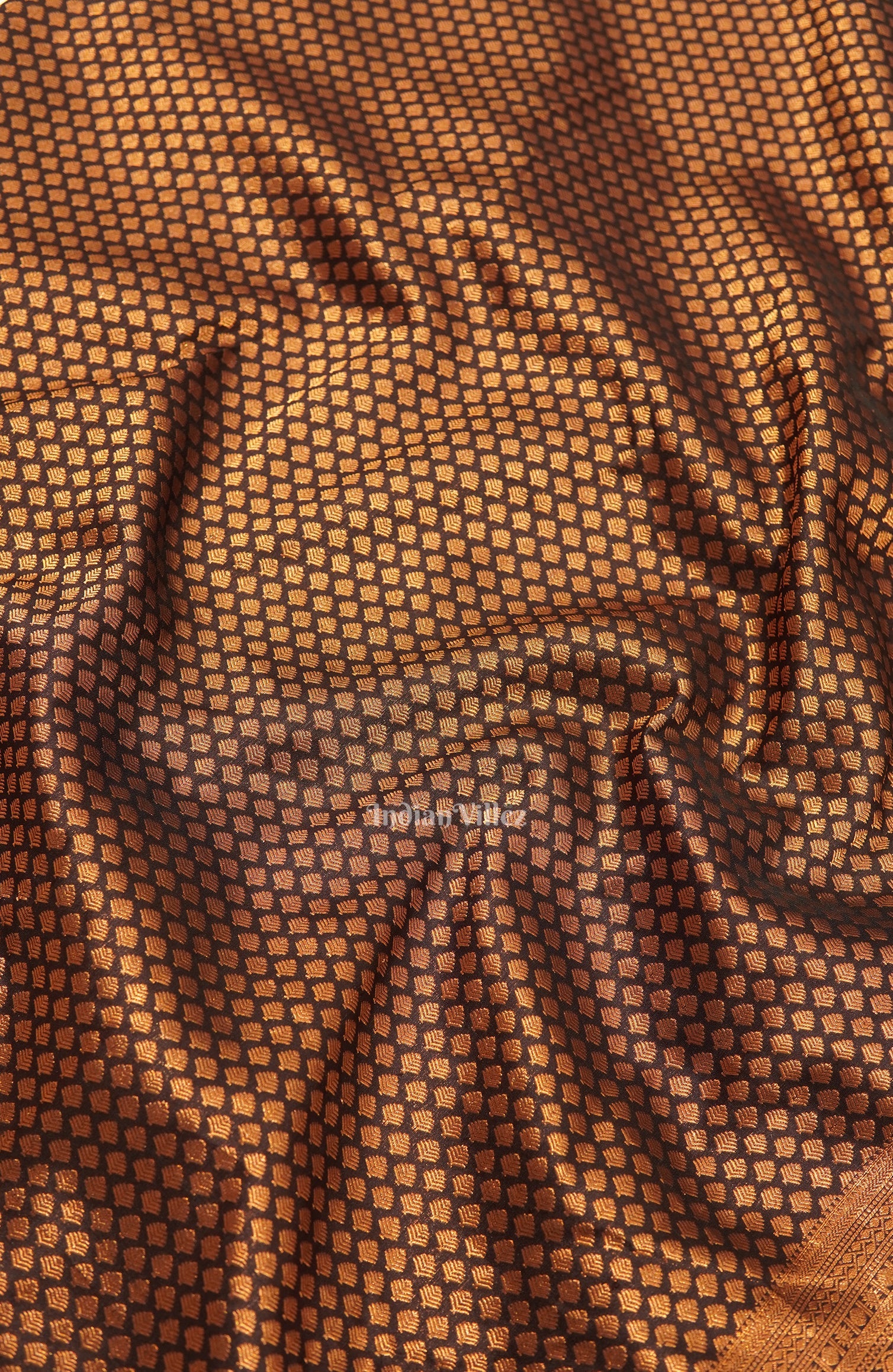 Copper Black Pure Kanjivaram Silk Saree