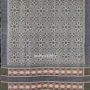 Blue white Odisha Ikat Sambalpuri Pure Cotton Saree