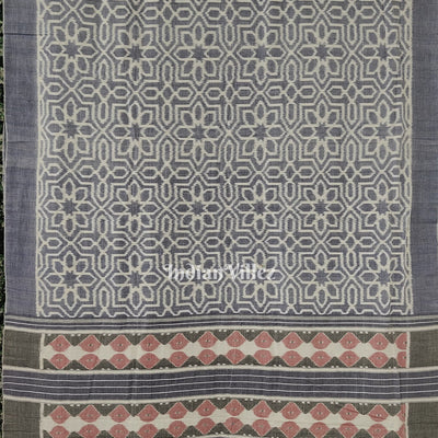 Blue white Odisha Ikat Sambalpuri Pure Cotton Saree
