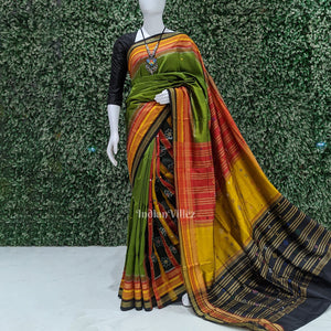 Mehndi Green Patil Design Kathiphera Khandua Silk Saree