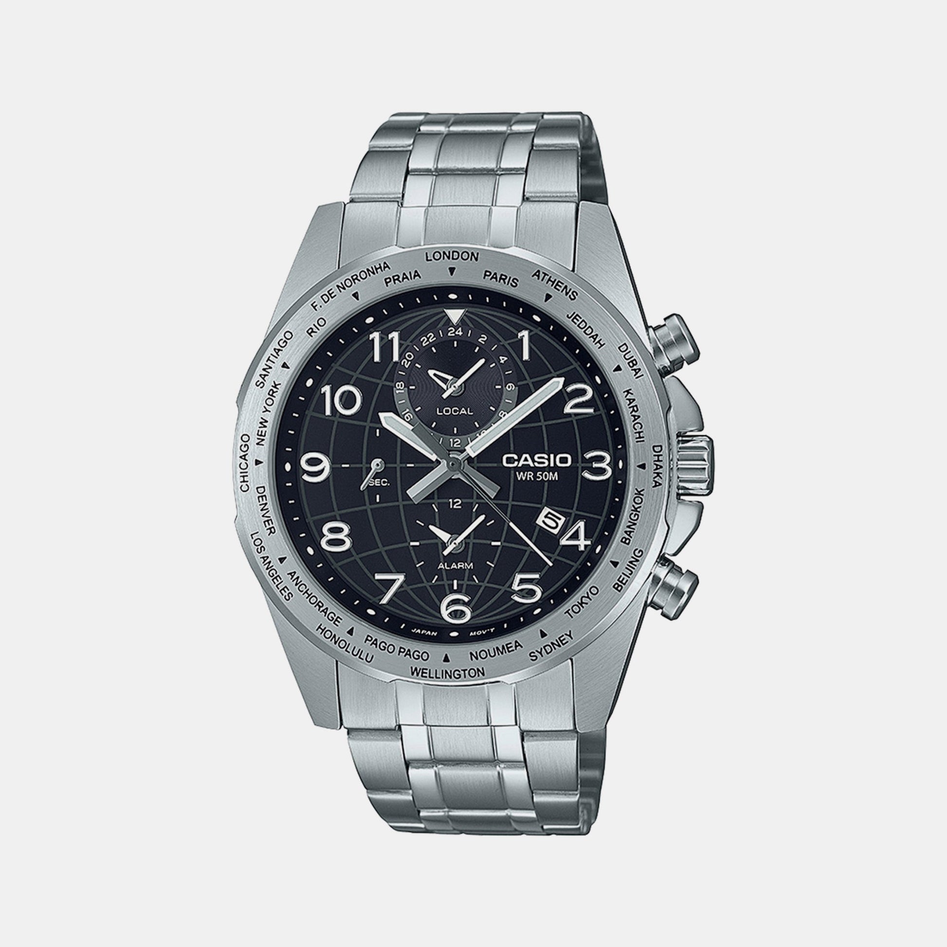 Enticer Men Quartz Black Dial Chronograph Stainless Steel Watch A2147