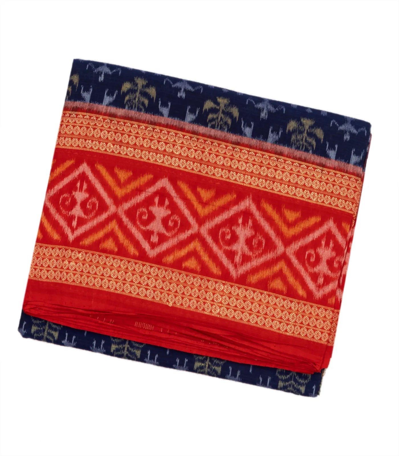 Purple Handwoven Orissa Cotton Saree With Tie & Dye Tribal Motifs