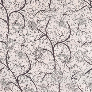 Black floral vine & peacock machine-printed kalamkari cotton saree, self-border & peacock motifs pallu