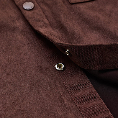 Brown Suede Snap Button Overshirt