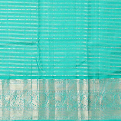 Cream striped silk saree with contrast border of thilakam mokku, mayil kann, mayil design & intricate zari design pallu