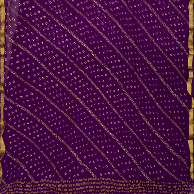 Purple Printed Crepe Silk Saree With Bandhani Motifs