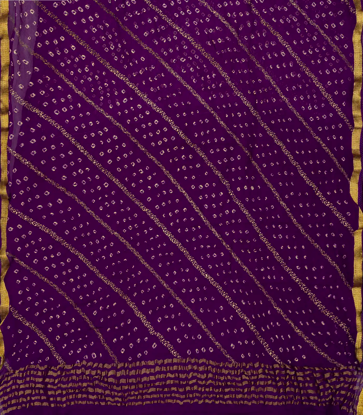 Purple Printed Crepe Silk Saree With Bandhani Motifs