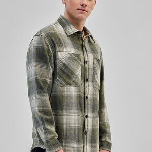 Green Double Pocket Flannel Overshirt
