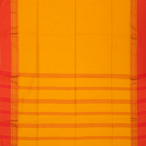 Turmeric Yellow Handloom Bengal Cotton Saree With Red Border