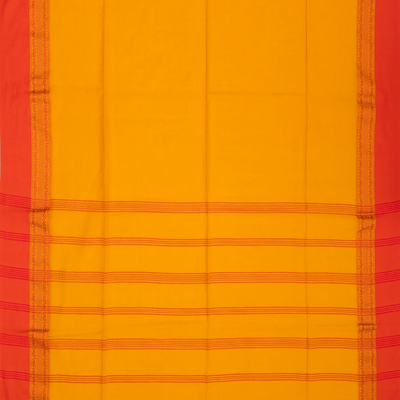 Turmeric Yellow Handloom Bengal Cotton Saree With Red Border