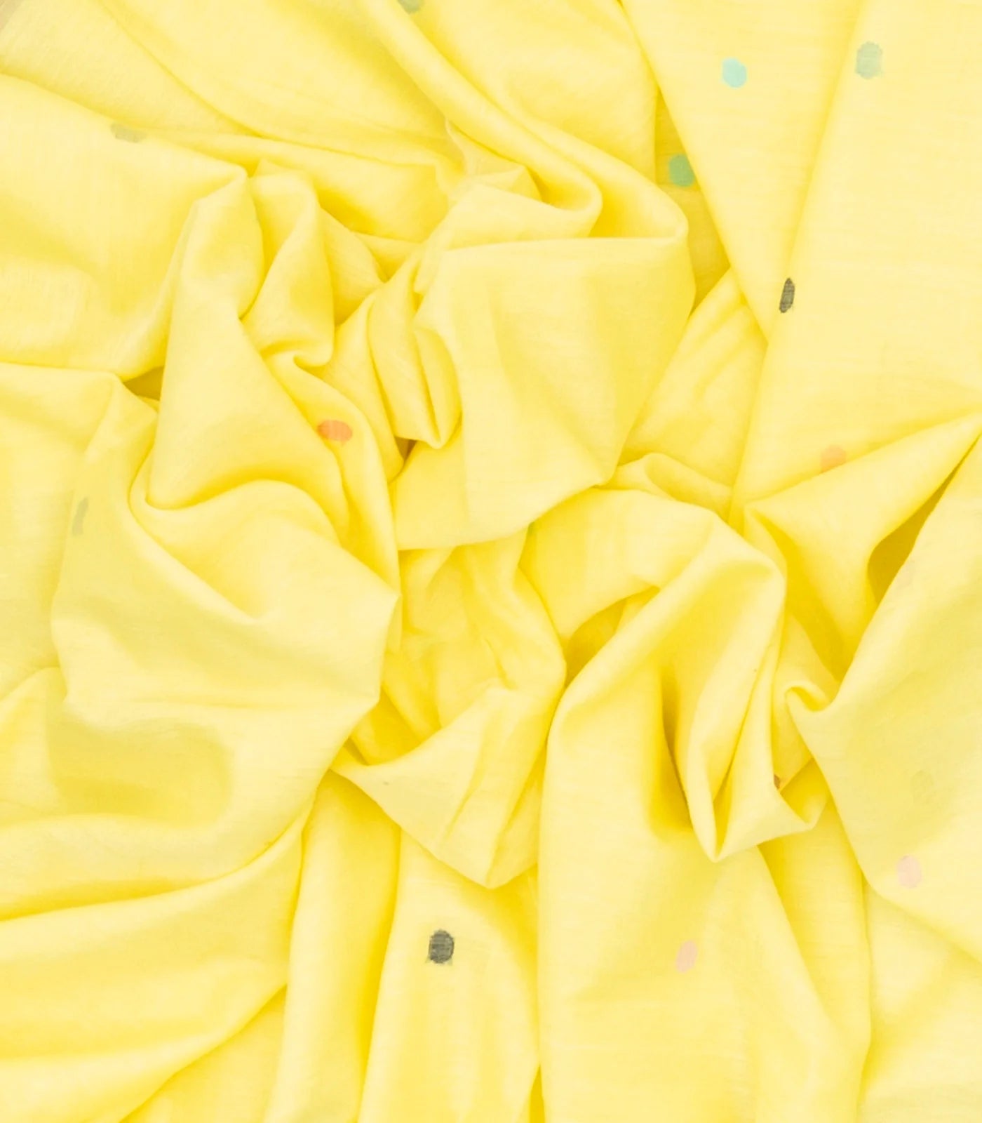 Yellow Handloom Bengal Cotton Saree With Radha Krishna In a Floral Swing Pallu design