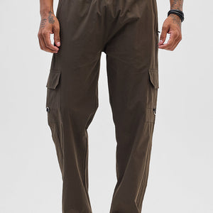 Dark Brown Relaxed Fit Parachute Pants