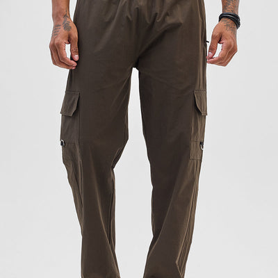 Dark Brown Relaxed Fit Parachute Pants