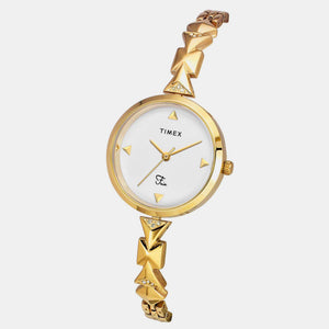 Fria Women Quartz White Dial Analog Brass Watch TWEL18301