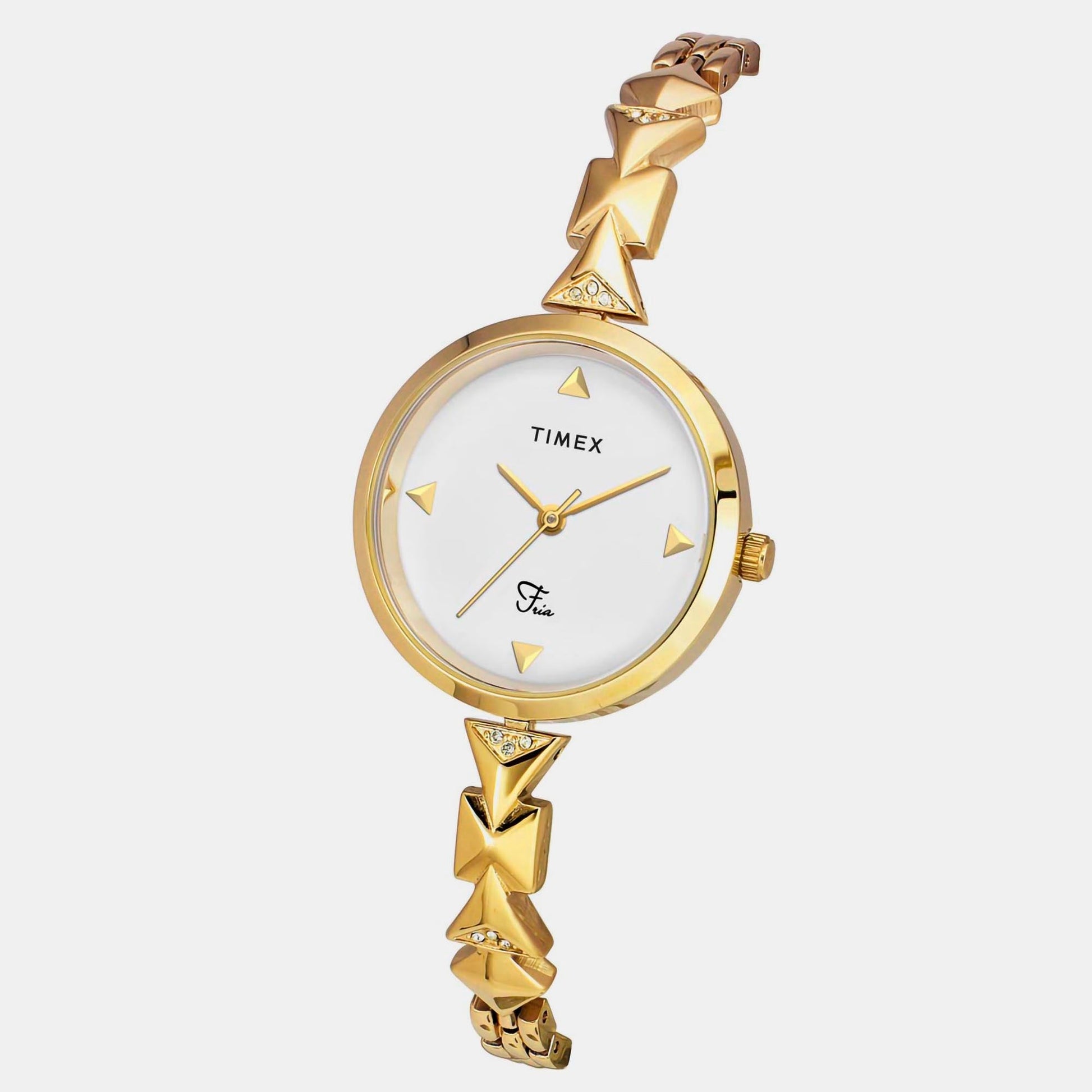 Fria Women Quartz White Dial Analog Brass Watch TWEL18301