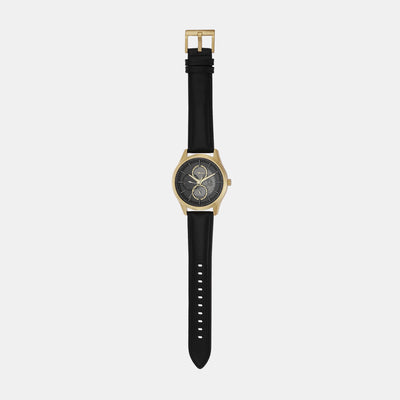 Dante Men Quartz Black Dial Analog Leather Watch AX1876