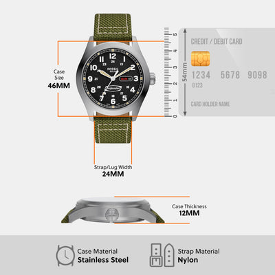 Defender Men Solar Black Dial Analog Nylon Watch FS5977