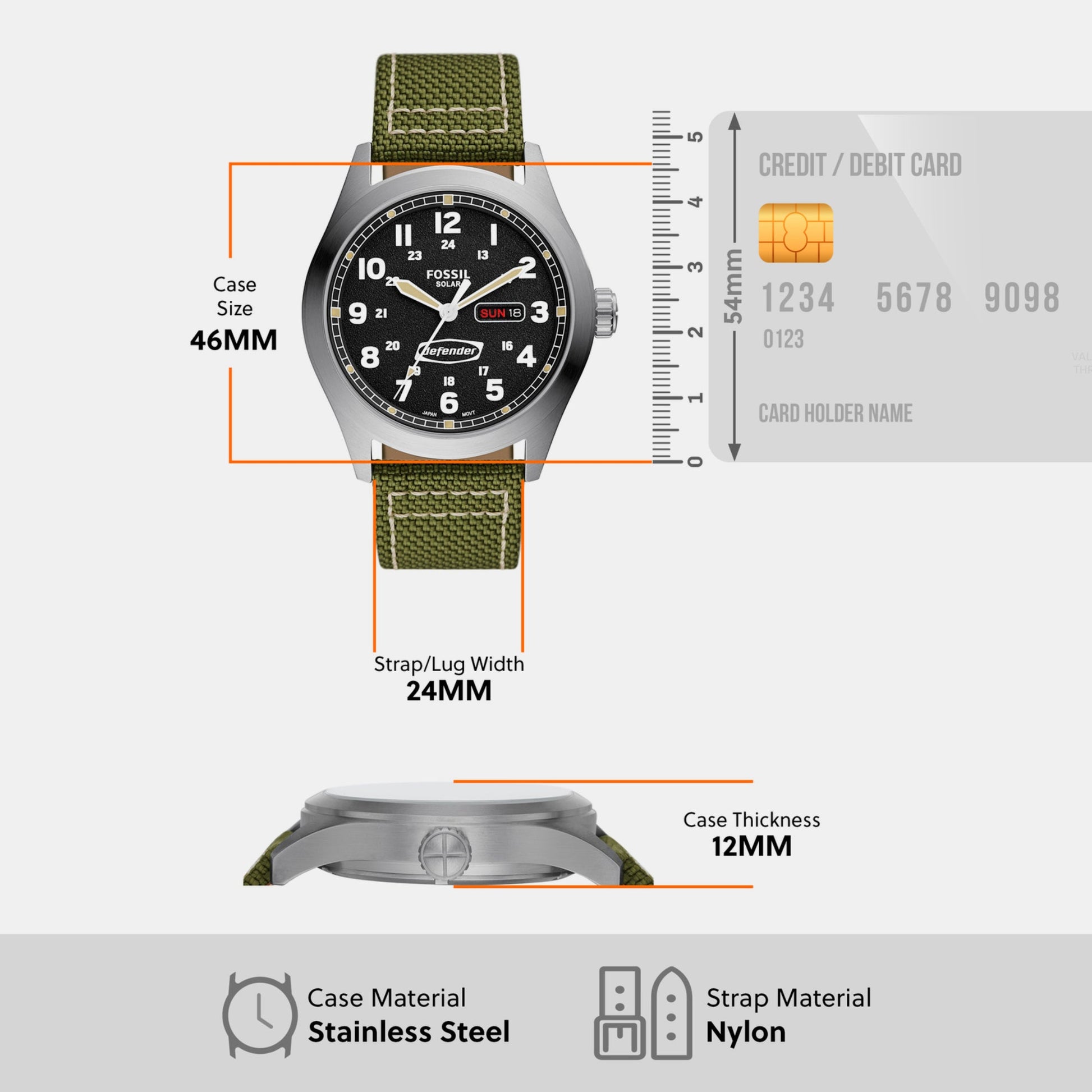 Defender Men Solar Black Dial Analog Nylon Watch FS5977