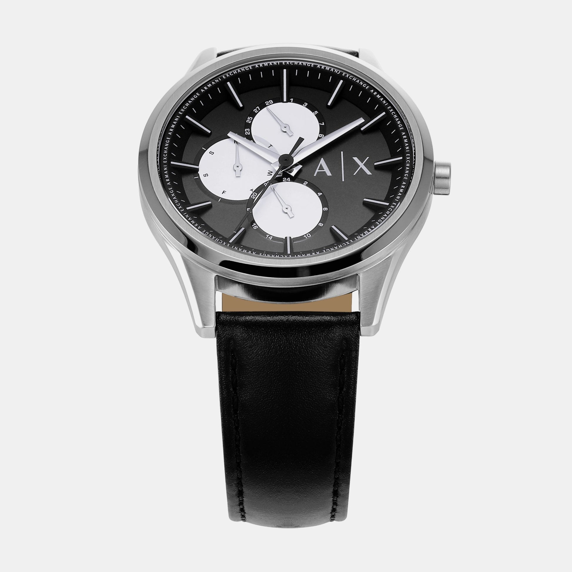 Dante Men Quartz Black Dial Chronograph Leather Watch AX1872