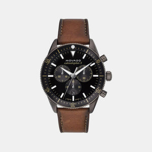 Heritage Men Quartz Black Dial Chronograph Leather Watch 3650123