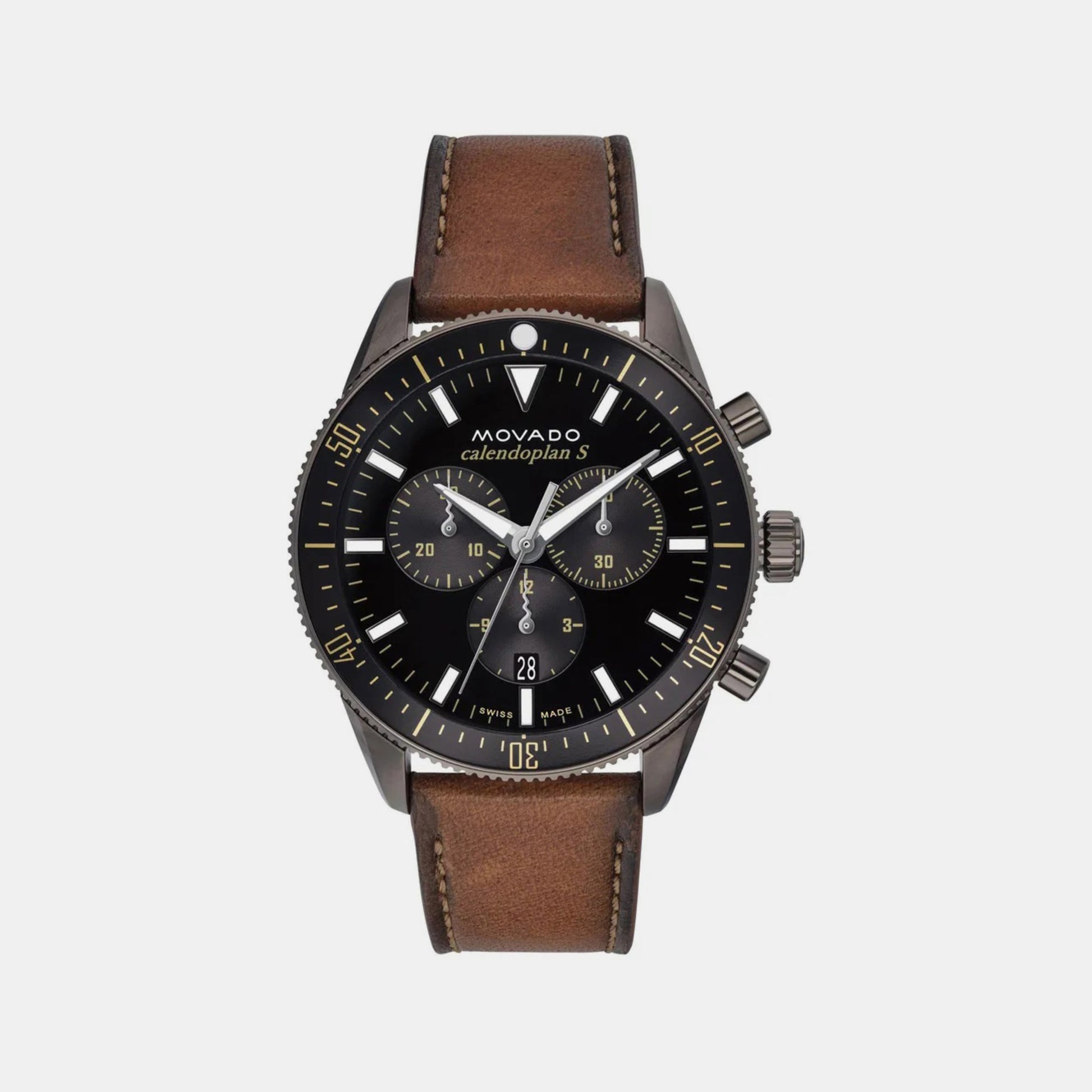 Heritage Men Quartz Black Dial Chronograph Leather Watch 3650123