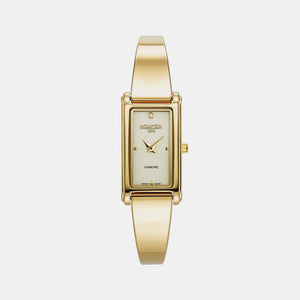 Elegance Diamond Women Quartz Gold Dial Analog Stainless Steel Watch 866845 48 35 20