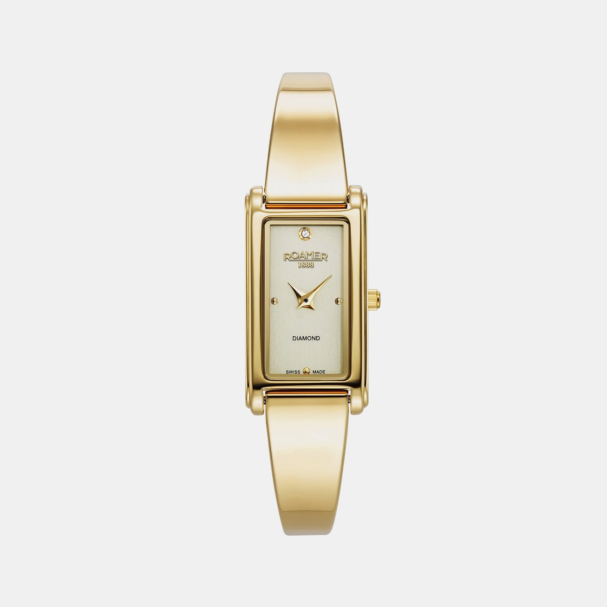 Elegance Diamond Women Quartz Gold Dial Analog Stainless Steel Watch 866845 48 35 20