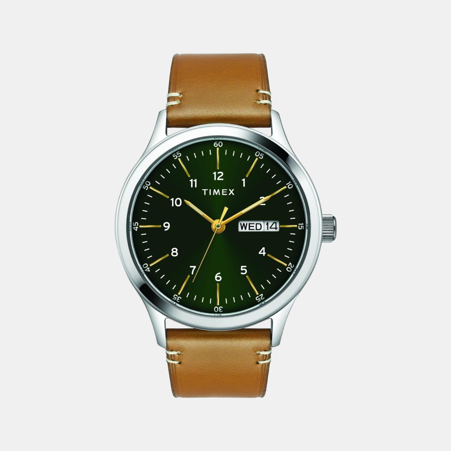 Fashion Men Quartz Green Dial Analog Leather Watch TWEG19700