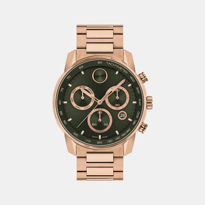 Bold Men Quartz Green Dial Chronograph Stainless Steel Watch 3601082