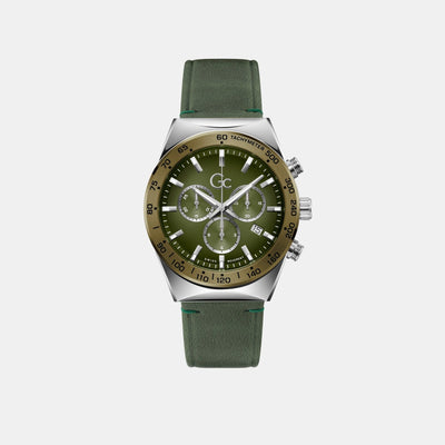 Clubhouse Chrono Men Quartz Green Dial Chronograph Leather Watch Z17004G9MF