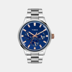 Fashion Men Quartz Blue Dial Chronograph Stainless Steel Watch TWEG19909