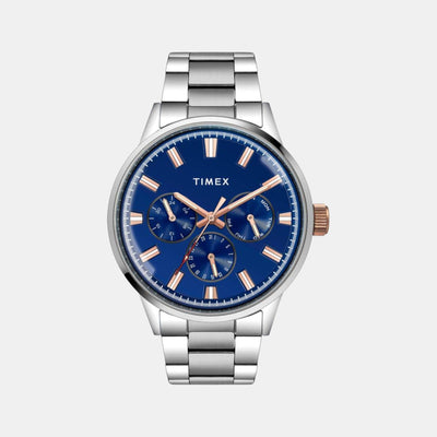 Fashion Men Quartz Blue Dial Chronograph Stainless Steel Watch TWEG19909
